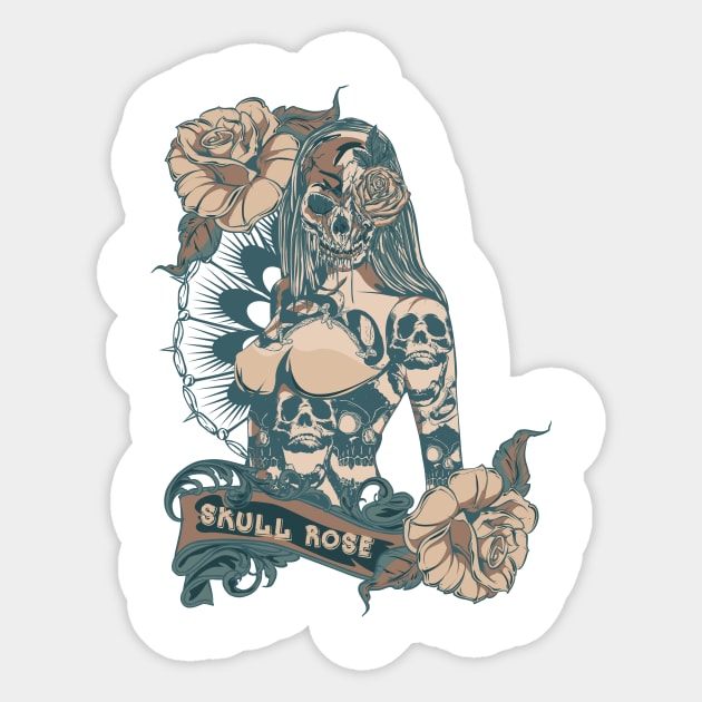 Skull Rose Sticker by gblackid